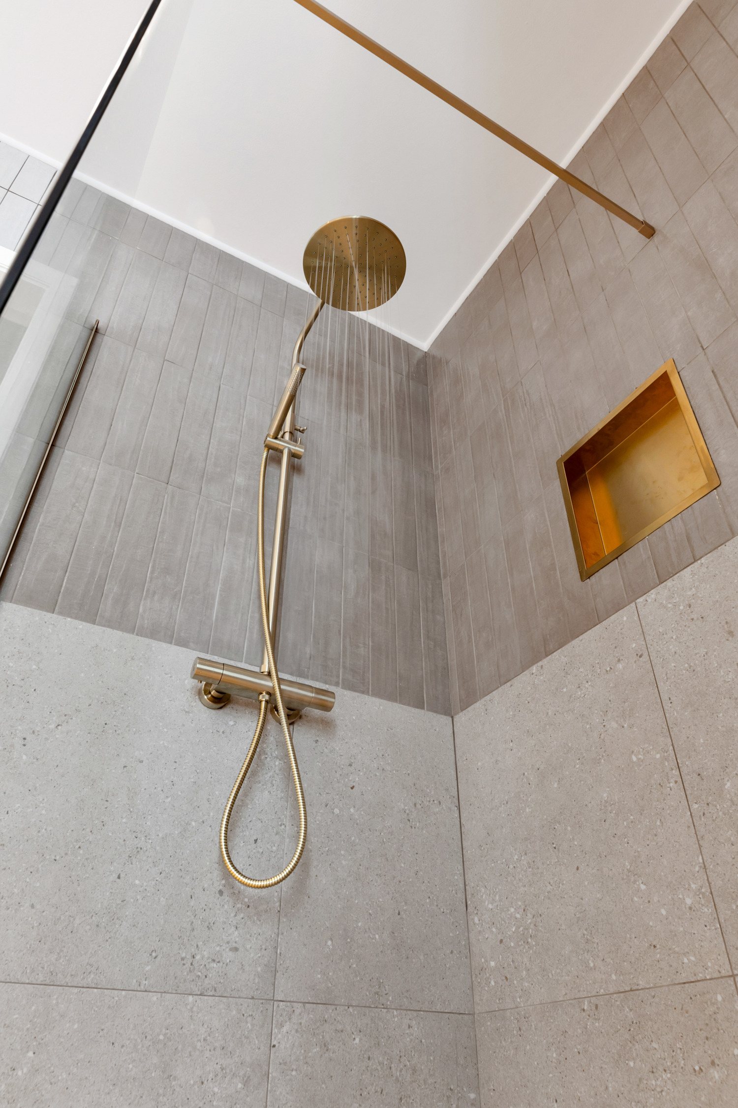 Brass shower detail at Kaya Grandi 49